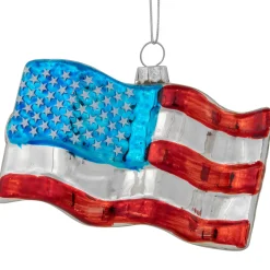 Hot 4" American Flag Glass Christmas Ornament Novelty
