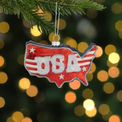 Clearance 4.25" Americana USA Glass Christmas Ornament Novelty