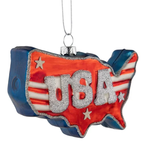 Clearance 4.25" Americana USA Glass Christmas Ornament Novelty