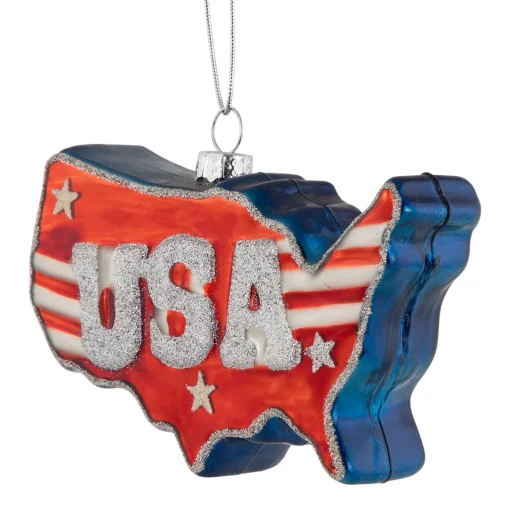 Clearance 4.25" Americana USA Glass Christmas Ornament Novelty