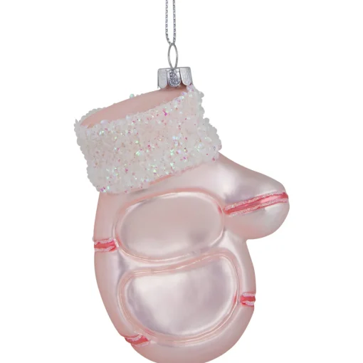 Online 4" Baby's 1st Christmas Pink Mitten Glass Ornament New Baby