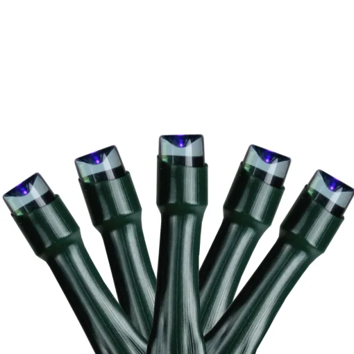 New 20 Battery Operated Blue LED Wide Angle Christmas Lights - 6.25 ft Green Wire Led