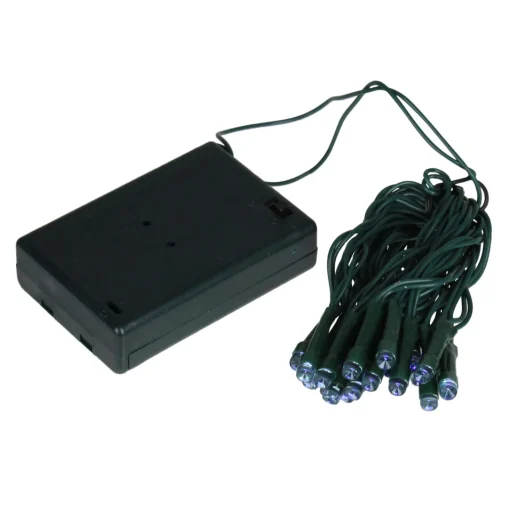 New 20 Battery Operated Blue LED Wide Angle Christmas Lights - 6.25 ft Green Wire Led
