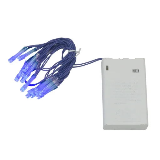 Discount 15 Battery Operated Blue Micro LED Christmas Lights - 4.8 ft Blue Wire Battery Operated