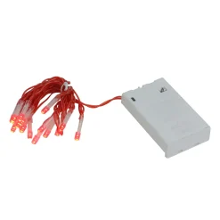 Discount 15 Battery Operated Orange LED Micro Wide Angle Mini Christmas Lights - 4.8 ft Red Wire Battery Operated