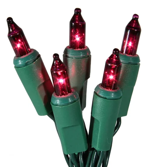 Sale 20 Battery Operated Purple Mini Christmas Lights - 9.8 ft Green Wire Incandescent
