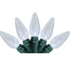 Sale 35 Battery Operated White Faceted LED C6 Christmas Lights - 11 ft Green Wire C5 & C6 Lights