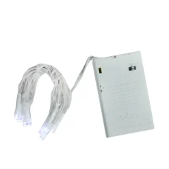 Clearance 10 Battery Operated White LED Wide Angle Christmas Lights - 3 ft White Wire Led