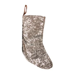 17.5" Beige Paillette Sequins Hanging Christmas Stocking Stockings