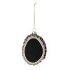 Online 4.25" Black and Brown Oval Chalkboard Tree Stump Glass Christmas Ornament Garden & Floral