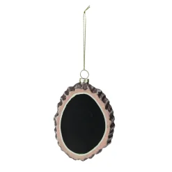 Online 4.25" Black and Brown Oval Chalkboard Tree Stump Glass Christmas Ornament Garden & Floral
