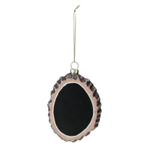 Online 4.25" Black and Brown Oval Chalkboard Tree Stump Glass Christmas Ornament Garden & Floral