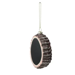 Online 4.25" Black and Brown Oval Chalkboard Tree Stump Glass Christmas Ornament Garden & Floral