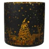 Hot 6" Black and Gold Deer and Pine Trees Flameless Glass Candle Holder Candle Holders