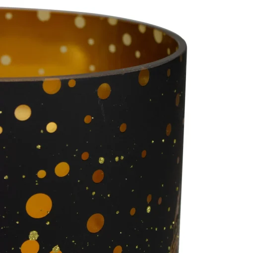 Hot 6" Black and Gold Deer and Pine Trees Flameless Glass Candle Holder Candle Holders