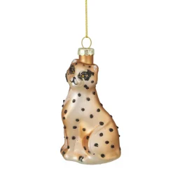 Online 4" Black and Orange Glass Leopard Christmas Ornament Animals