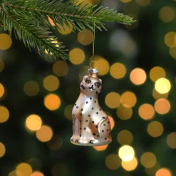 Online 4" Black and Orange Glass Leopard Christmas Ornament Animals