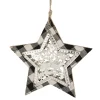 Sale 5" Black and White Buffalo Plaid Star with Reindeer Christmas Ornament Symbols