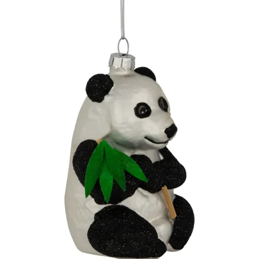 Hot 4" Black and White Glittered Panda Glass Christmas Hanging Ornament Animals