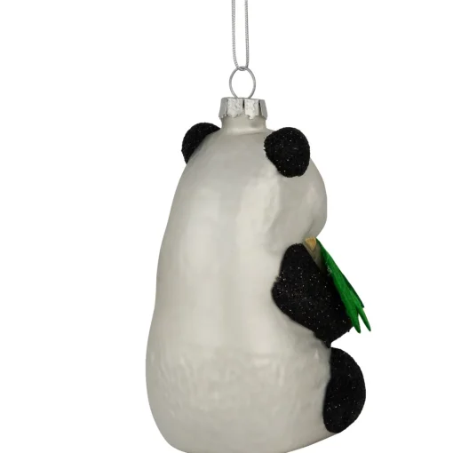 Hot 4" Black and White Glittered Panda Glass Christmas Hanging Ornament Animals