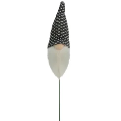 Discount 12.5" Black and White Tweed Santa Gnome Head Christmas Pick Sprays, Picks & Branches