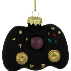 4" Black Game Controller Glass Christmas Hanging Ornament Sports
