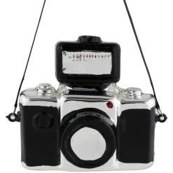 Clearance 4" Black Retro Camera Glass Christmas Ornament Novelty