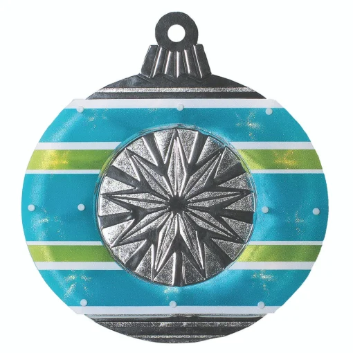 Outlet 15.5" Blue and Green Lighted Christmas Ornament Window Silhouette Window