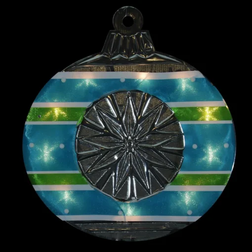 Outlet 15.5" Blue and Green Lighted Christmas Ornament Window Silhouette Window
