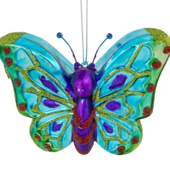 Hot 4.5" Blue and Pink Butterfly Glass Christmas Ornament Animals