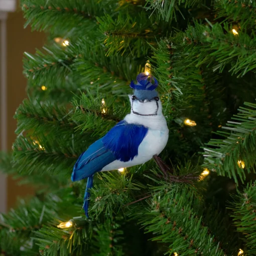 Clearance 4.5" Blue and White Blue Jay Clip-On Christmas Ornament Animals