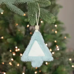 6" Blue Faux Fur Plush Tree Christmas Ornament Garden & Floral