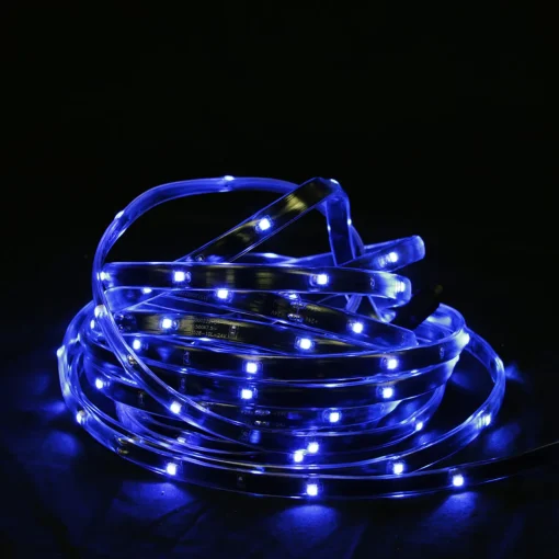 New 18' Blue LED Outdoor Christmas Linear Tape Lighting - Black Finish Rope & Tape