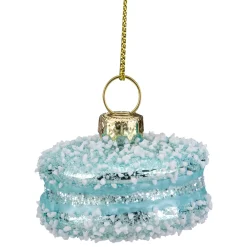 Sale 2" Blue Macaroon with Sugar Glass Christmas Ornament Food & Beverage