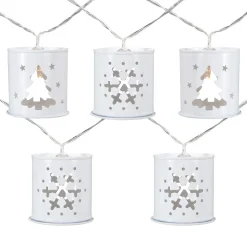 10 B/O LED Warm White Metal Lantern Christmas Lights - 6.25' Clear Wire Battery Operated