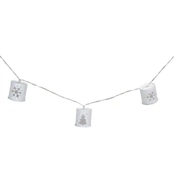 10 B/O LED Warm White Metal Lantern Christmas Lights - 6.25' Clear Wire Battery Operated