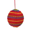 Online 4.25" Bohemian Multicolor Knitted Christmas Ball Ornament Glass|Ball Ornaments