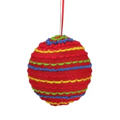 Online 4.25" Bohemian Multicolor Knitted Christmas Ball Ornament Glass|Ball Ornaments