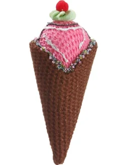Clearance 6" Brown and Pink Strawberry Ice Cream Cone Christmas Ornament Food & Beverage