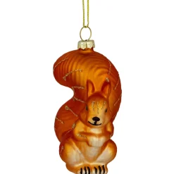 Online 4" Burnt Orange Squirrel Hanging Glass Christmas Ornament Animals