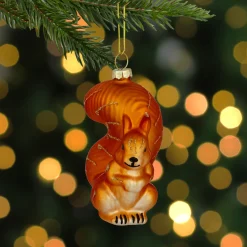 Online 4" Burnt Orange Squirrel Hanging Glass Christmas Ornament Animals