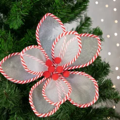 Discount 22" Candy Cane Poinsettia Christmas Stem Spray Sprays, Picks & Branches