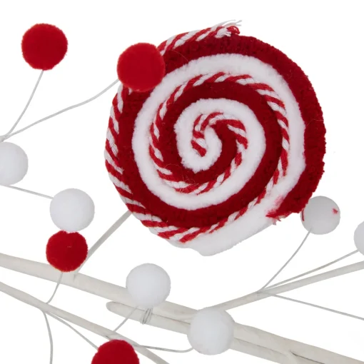 Best 30" Candy Cane Swirls and Pom Poms Christmas Garland Pre Decorated