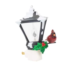 Hot 6" Cardinal on a Snow Covered Street Lamp Flickering Christmas Night Light Night Lights