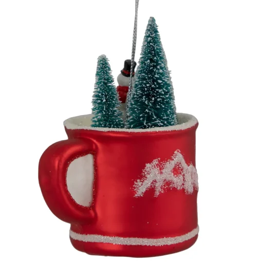 Best 4.25" Christmas Trees and Snowman in a Cup Glass Ornament Snowmen