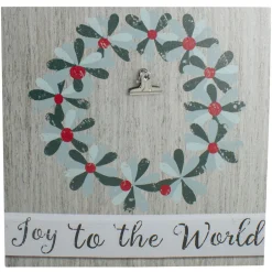 10" Christmas Wreath and Joy to the World Canvas Wall Art with Photo Clip Wall
