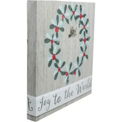 10" Christmas Wreath and Joy to the World Canvas Wall Art with Photo Clip Wall