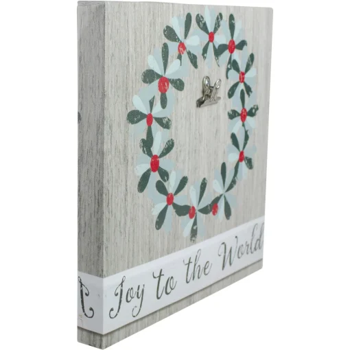 10" Christmas Wreath and Joy to the World Canvas Wall Art with Photo Clip Wall