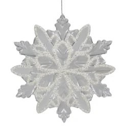 Hot 5.5" Clear Snowflake with White Design Christmas Ornament Icicles|Snowflakes