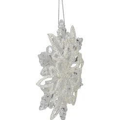 Hot 5.5" Clear Snowflake with White Design Christmas Ornament Icicles|Snowflakes